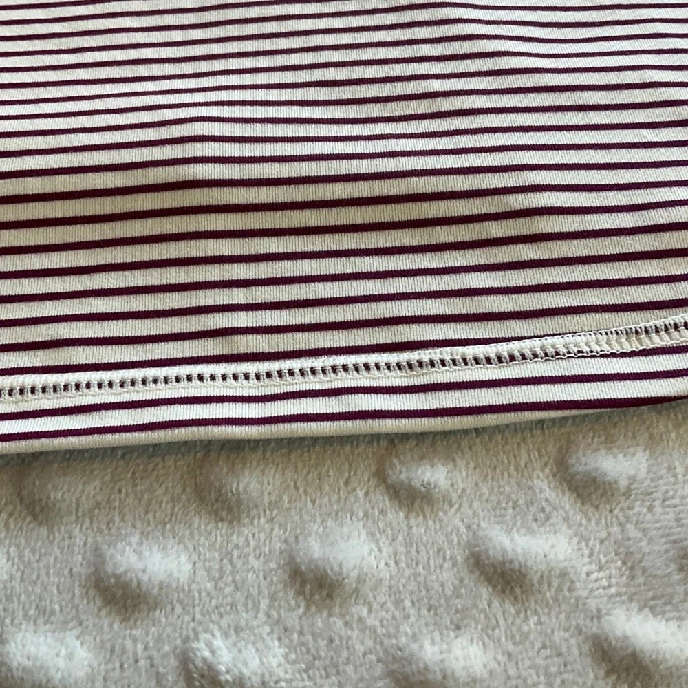 Talbots Athletic Tank Top Womens Small Burgundy White Striped Built-in Shelf Bra